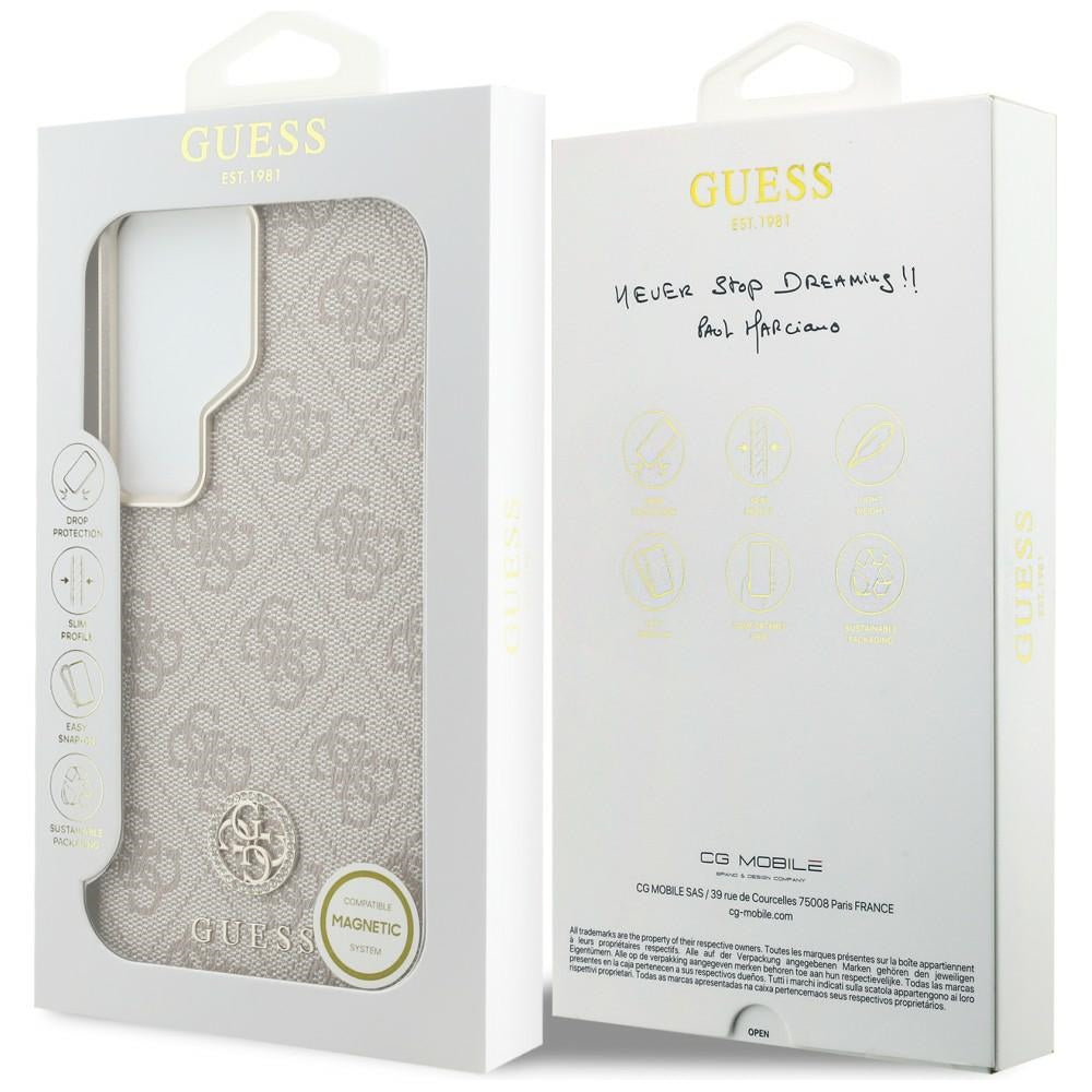 Custodia MagSafe per Samsung Galaxy S26 Ultra S948, Guess, Rhinestone Round Logo, Rosa