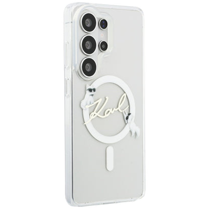 Custodia MagSafe per Samsung Galaxy S26 Ultra S948, Karl Lagerfeld, IML Choupette Karl Script Logo, Bianca.