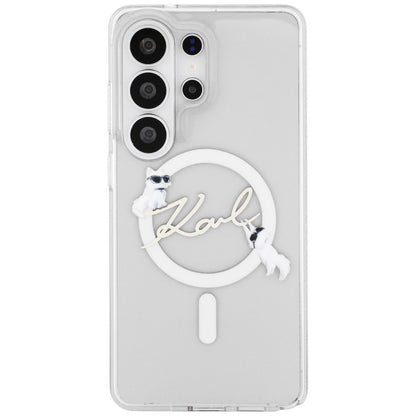 Custodia MagSafe per Samsung Galaxy S26 Ultra S948, Karl Lagerfeld, IML Choupette Karl Script Logo, Bianca.