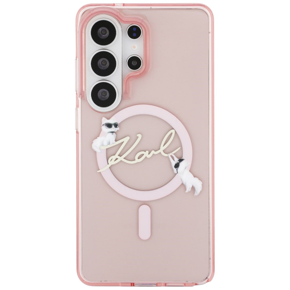 Custodia MagSafe per Samsung Galaxy S26 Ultra S948, Karl Lagerfeld, IML Choupette Karl Script Logo, Rosa
