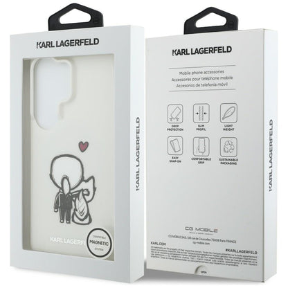 Custodia MagSafe per Samsung Galaxy S26 Ultra S948, Karl Lagerfeld, IML Karl & Choupette Back Logo, Bianca