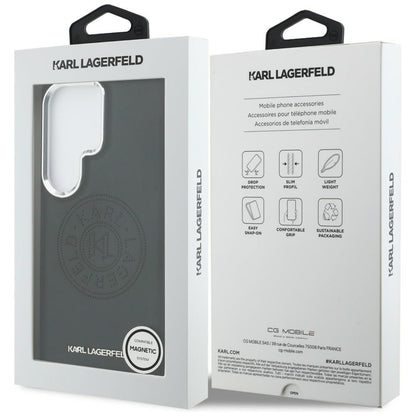 Custodia MagSafe per Samsung Galaxy S26 Ultra S948, Karl Lagerfeld, Karl Round Point Logo, Nera