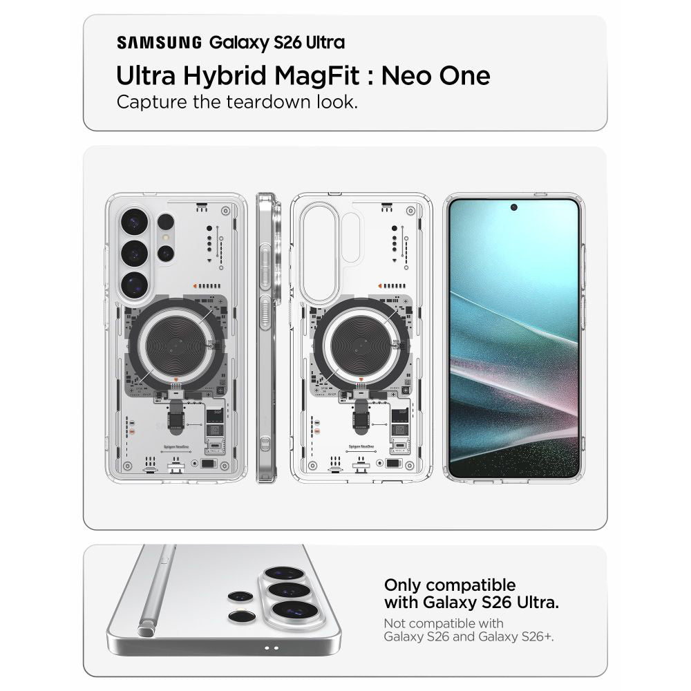 Custodia MagSafe per Samsung Galaxy S26 Ultra S948, Spigen, Ultra Hybrid Neo One, Trasparente ACS11206