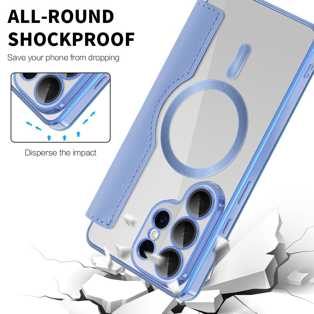 Custodia MagSafe per Samsung Galaxy S26 Ultra, Techsuit, SmartMag Book, Blu