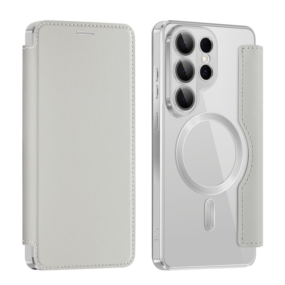 Custodia MagSafe per Samsung Galaxy S26 Ultra, Techsuit, SmartMag Book, Grigio