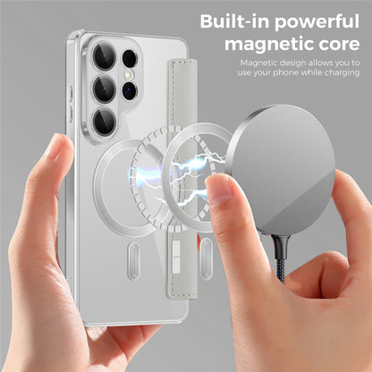 Custodia MagSafe per Samsung Galaxy S26 Ultra, Techsuit, SmartMag Book, Grigio