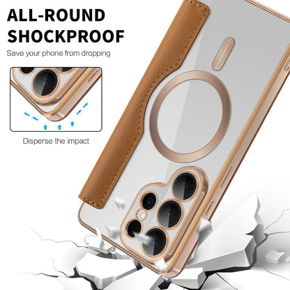 Custodia MagSafe per Samsung Galaxy S26 Ultra, Techsuit, SmartMag Book, Marrone