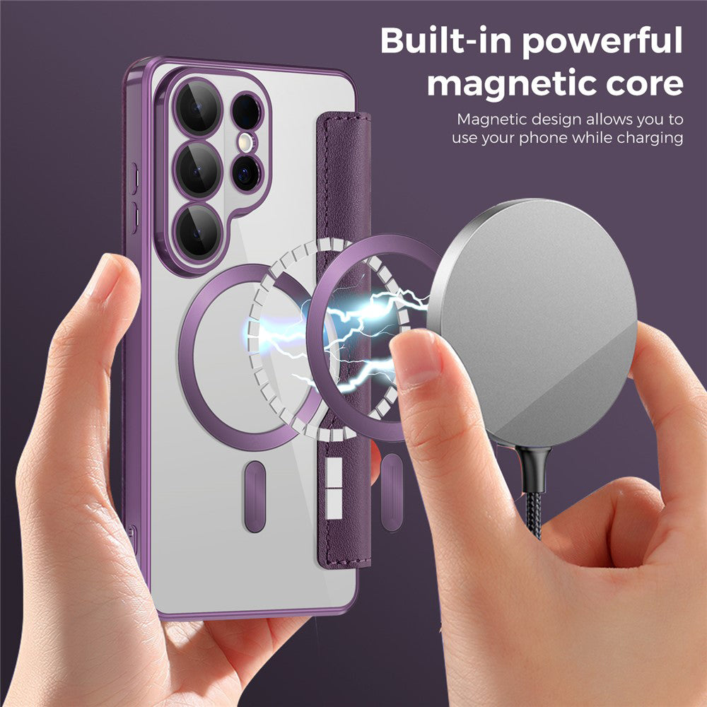 Custodia MagSafe per Samsung Galaxy S26 Ultra S948, Techsuit, SmartMag Book, Viola