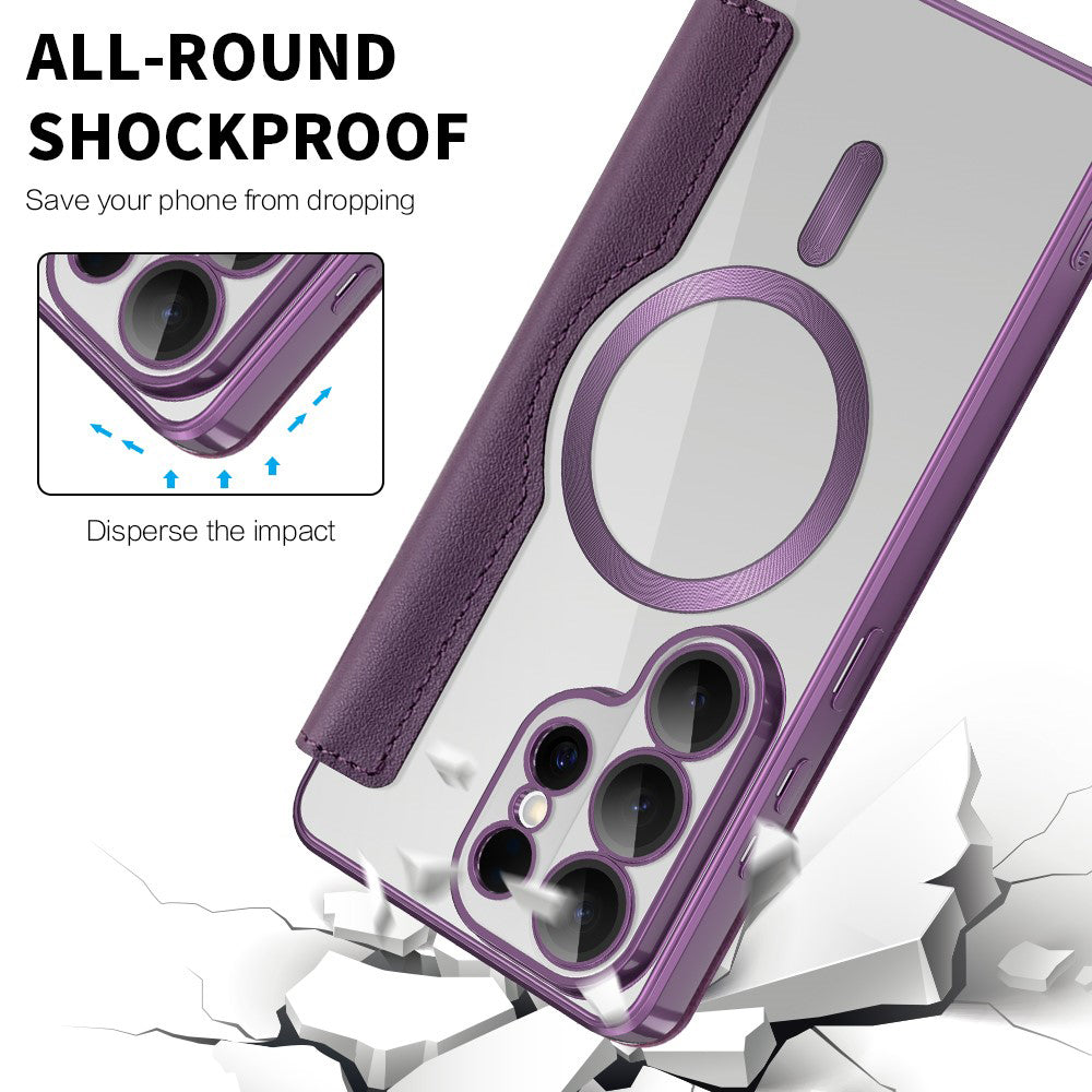 Custodia MagSafe per Samsung Galaxy S26 Ultra S948, Techsuit, SmartMag Book, Viola