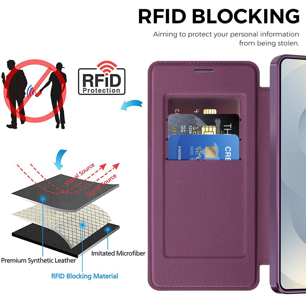 Custodia MagSafe per Samsung Galaxy S26 Ultra S948, Techsuit, SmartMag Book, Viola