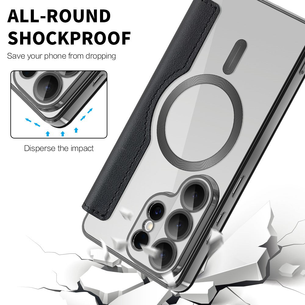 Custodia MagSafe per Samsung Galaxy S26 Ultra, Techsuit, SmartMag Book, Nera