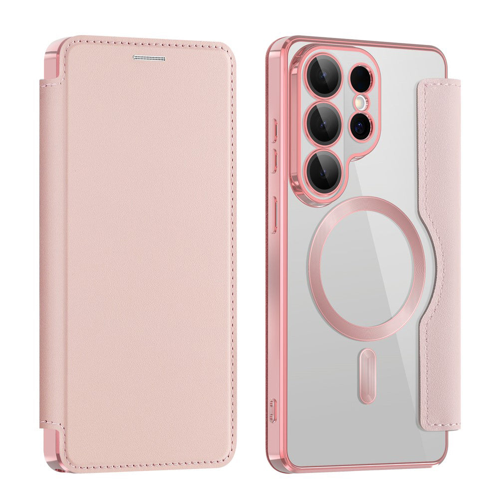 MagSafe Case for Samsung Galaxy S26 Ultra, Techsuit, SmartMag Book, Pink