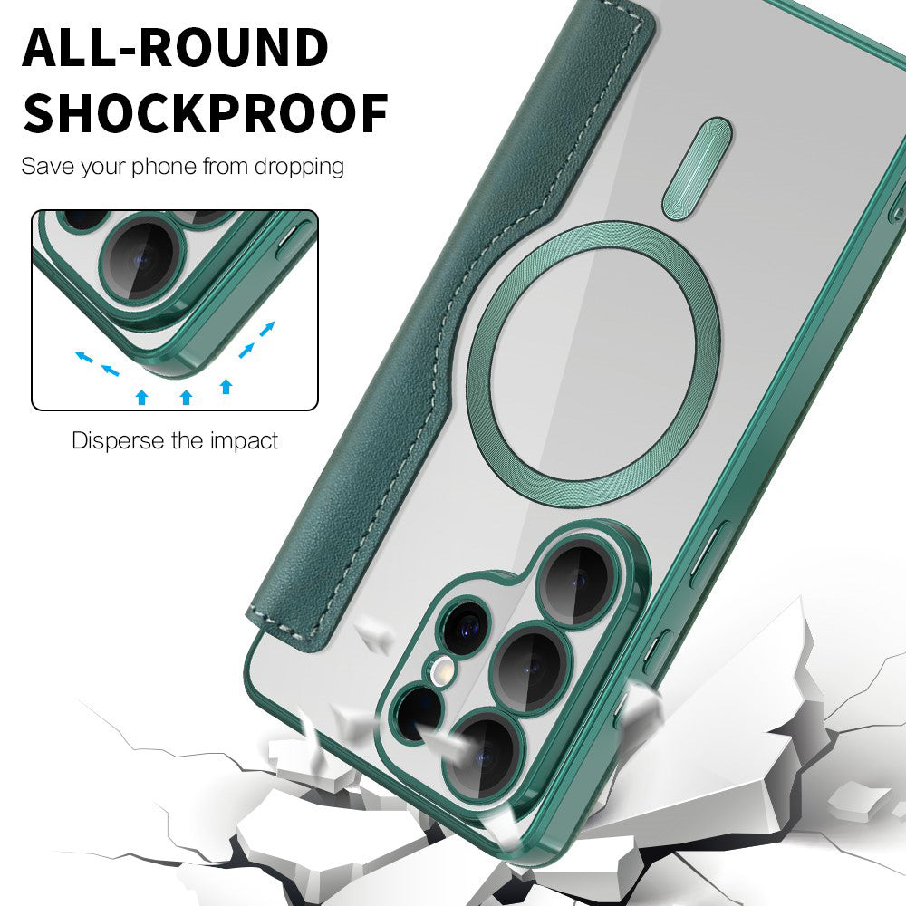 Custodia MagSafe per Samsung Galaxy S26 Ultra, Techsuit, SmartMag Book, Verde