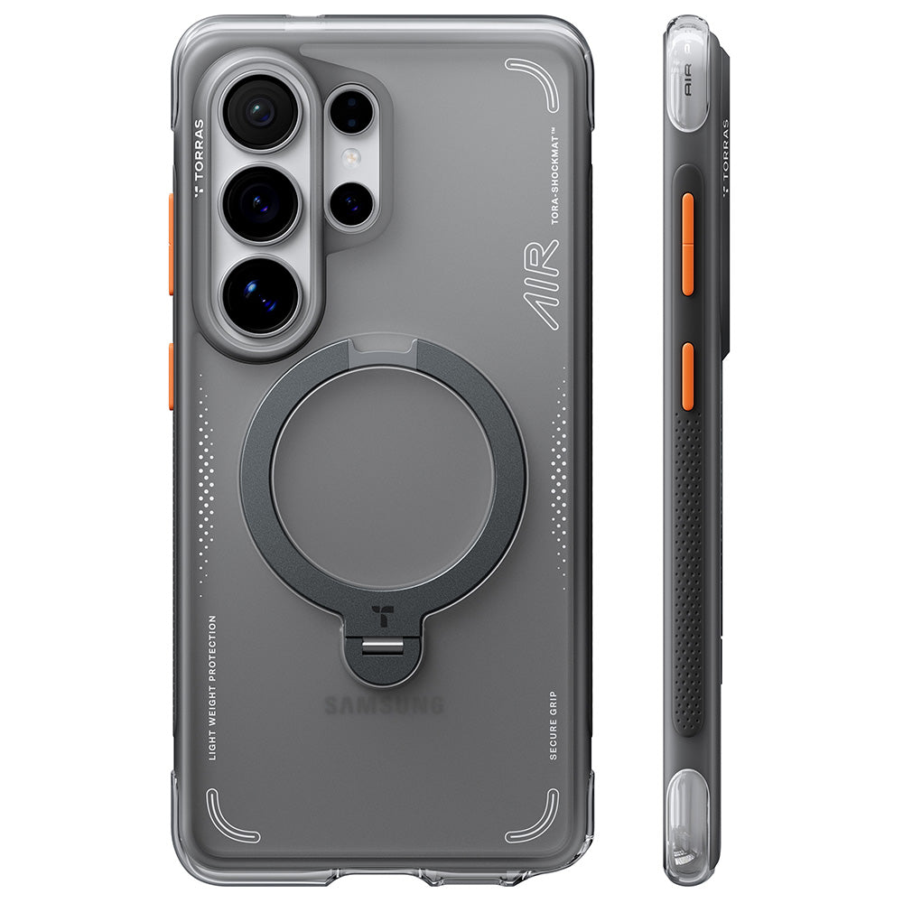 Custodia MagSafe per Samsung Galaxy S26 Ultra, Torras, Ostand Spin Air, Grigio