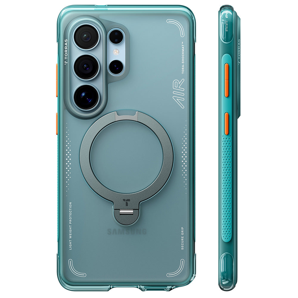 Custodia MagSafe per Samsung Galaxy S26 Ultra, Torras, Ostand Spin Air, Verde