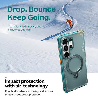 Custodia MagSafe per Samsung Galaxy S26 Ultra, Torras, Ostand Spin Air, Verde