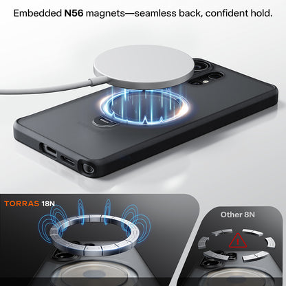 Custodia MagSafe per Samsung Galaxy S26 Ultra, Torras, Ostand Spin, Trasparente