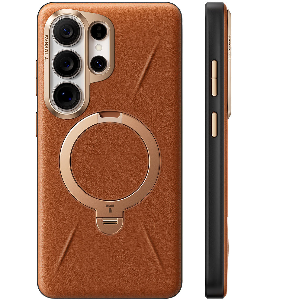 Custodia MagSafe per Samsung Galaxy S26 Ultra, Torras, QPRO Leather, Marrone