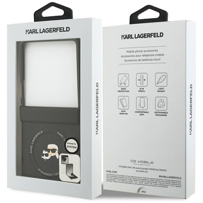 Custodia MagSafe per Samsung Galaxy Z Flip7 F766, Karl Lagerfeld, Karl & Choupette Pins, Nera