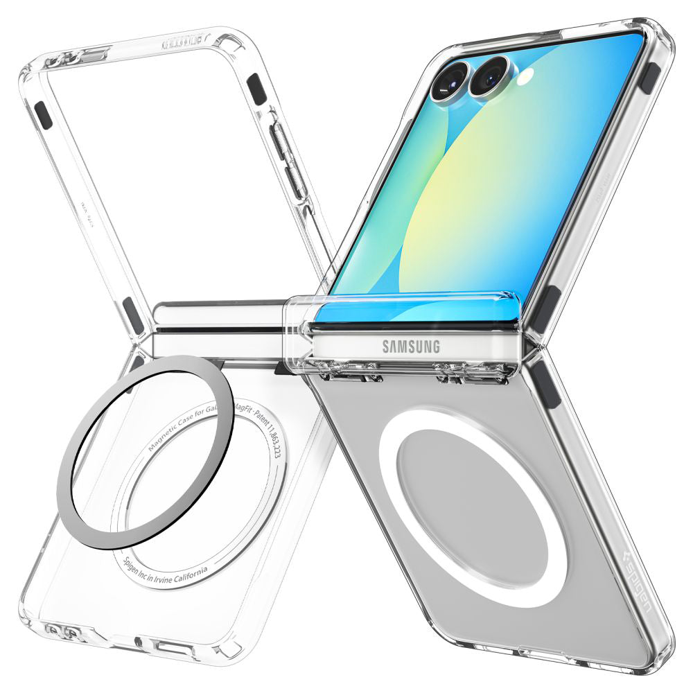 Custodia MagSafe per Samsung Galaxy Z Flip7 F766, Spigen, Ultra Hybrid Pro, Trasparente ACS09559