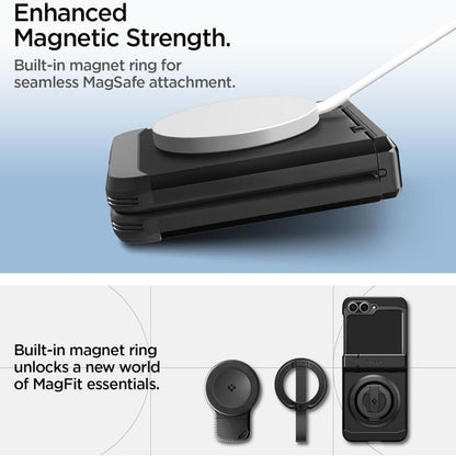 Custodia MagSafe per Samsung Galaxy Z Flip7 FE F761 / Z Flip6 F741, Spigen, Tough Armor Pro, Nera ACS09807