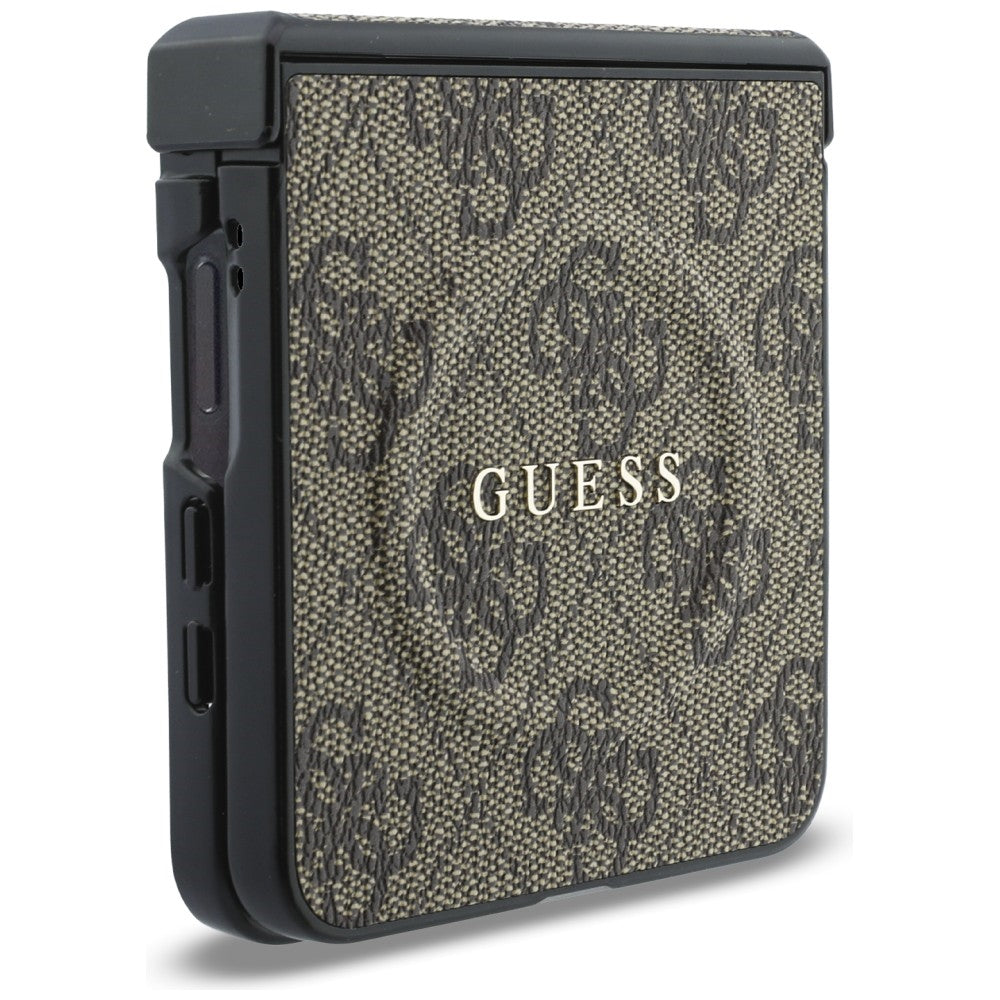 Custodia MagSafe per Samsung Galaxy Z Flip8 F776, Guess, 4G Leather Classic, Marrone