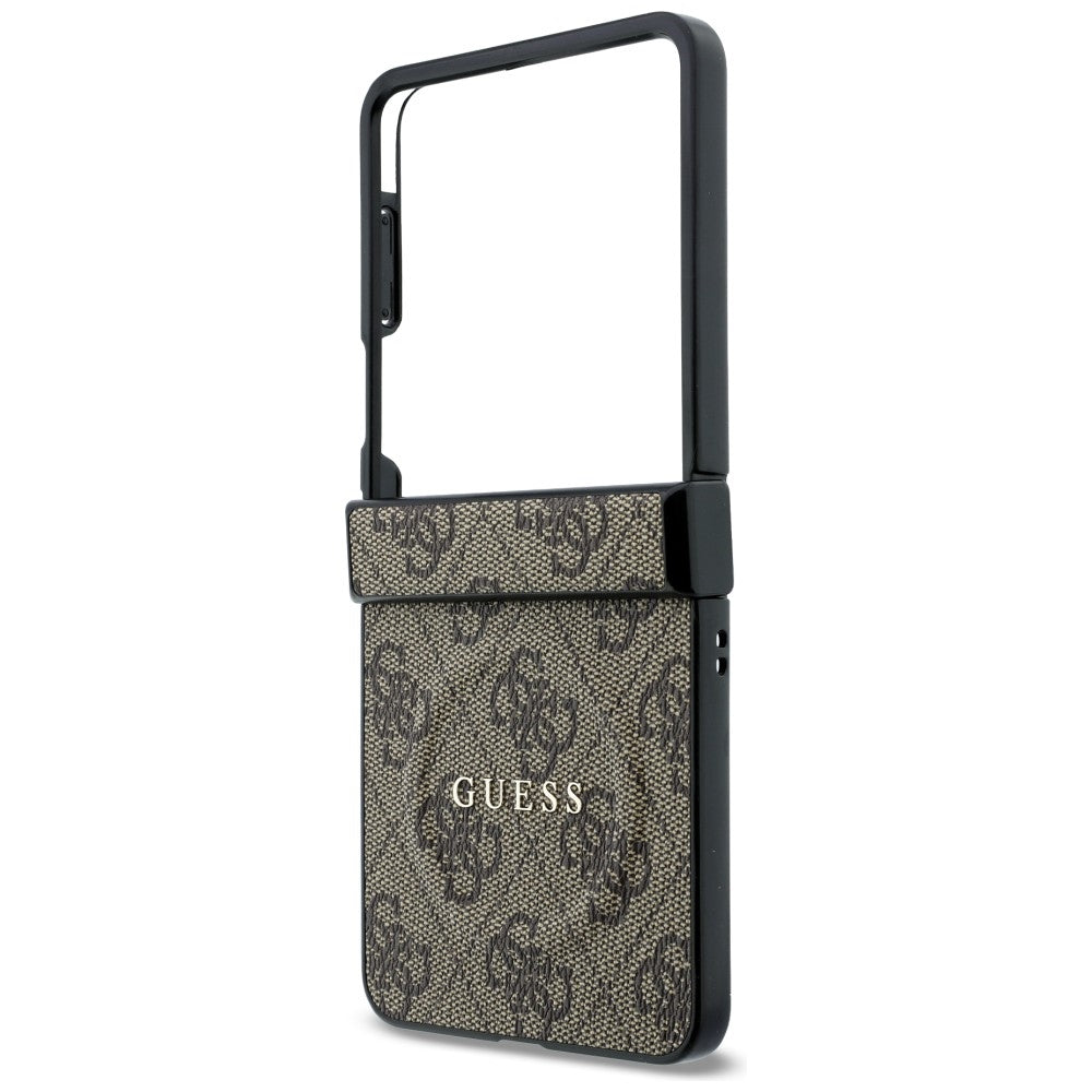 Custodia MagSafe per Samsung Galaxy Z Flip8 F776, Guess, 4G Leather Classic, Marrone