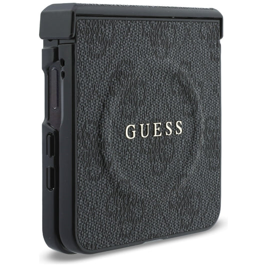 Custodia MagSafe per Samsung Galaxy Z Flip8 F776, Guess, 4G Leather Classic, Nera