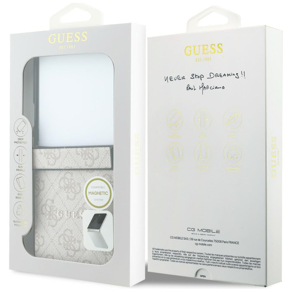 Custodia MagSafe per Samsung Galaxy Z Flip8 F776, Guess, 4G Leather Classic, Rosa