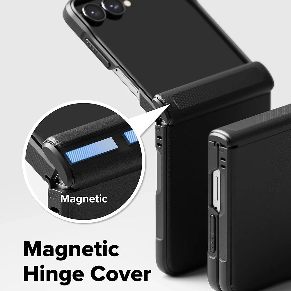 Custodia MagSafe per Samsung Galaxy Z Flip8 F776, Ringke, Onyx Flap, Nera