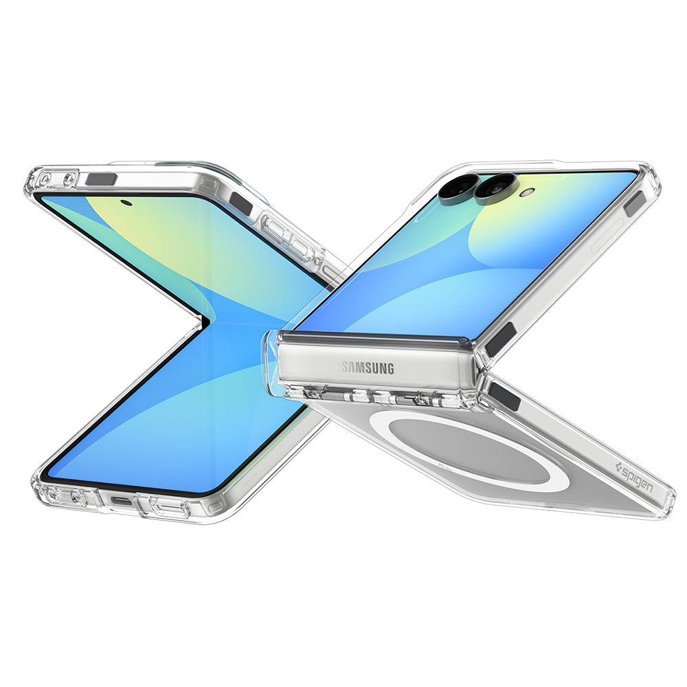 Custodia MagSafe per Samsung Galaxy Z Flip8 F776, Spigen, Ultra Hybrid Pro, Trasparente Bianca ACS11524
