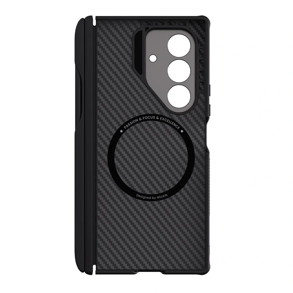 Custodia MagSafe per Samsung Galaxy Z Fold7 F966, Nillkin, CarboProp con ritaglio per fotocamera e supporto per S-Pen, Nera