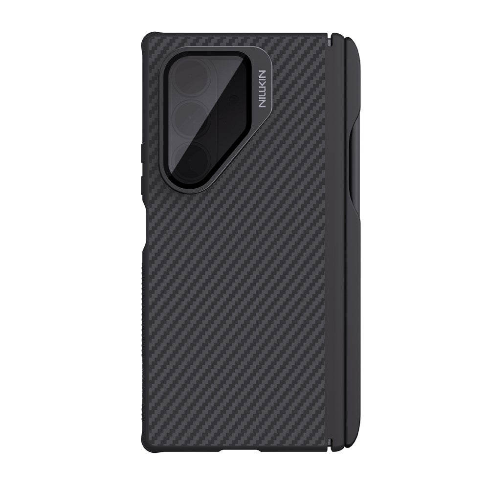 Custodia MagSafe per Samsung Galaxy Z Fold7 F966, Nillkin, CarboProp con copertura obiettivo nera trasparente e supporto per S-Pen, Nera