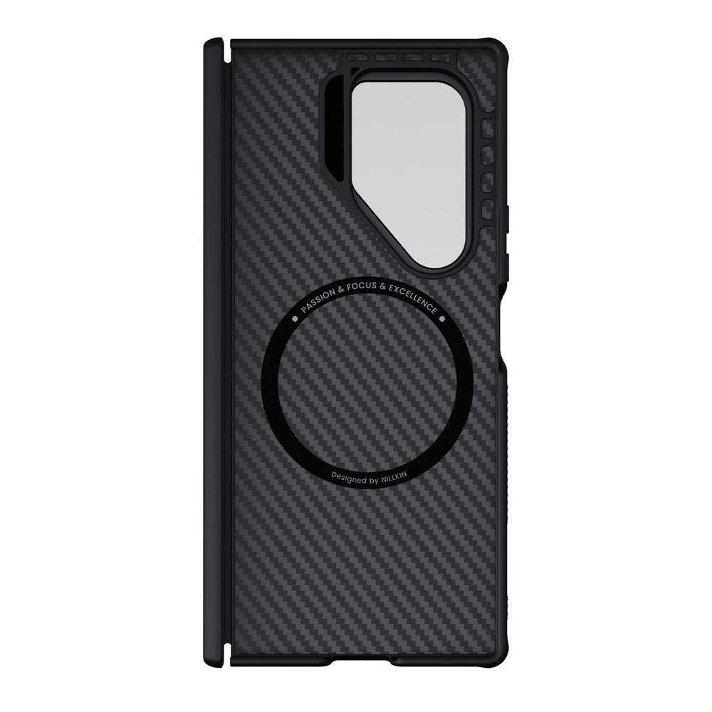 Custodia MagSafe per Samsung Galaxy Z Fold7 F966, Nillkin, CarboProp con copriobiettivo trasparente nero, nera