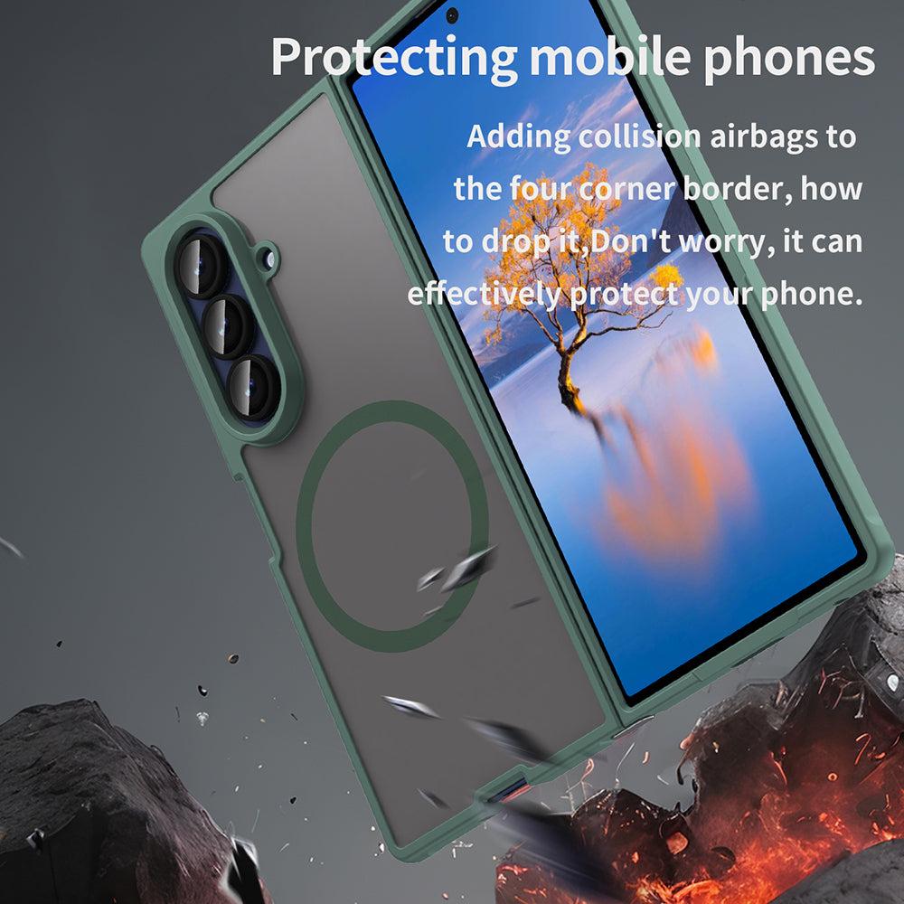 Custodia MagSafe per Samsung Galaxy Z Fold7 F966, Techsuit, HaloFrost II, Verde