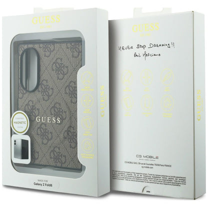 Custodia MagSafe per Samsung Galaxy Z Fold8 F971, Guess, 4G Leather Classic, Marrone