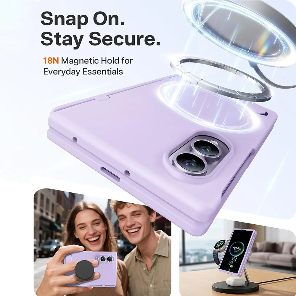 Custodia MagSafe per Samsung Galaxy Z Fold8 F971, Torras, Ostand L1 Guardian, Viola Chiaro