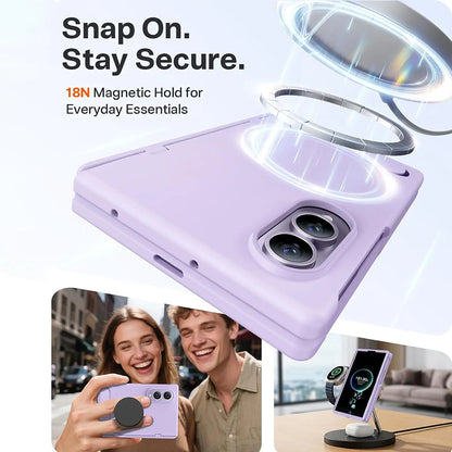Custodia MagSafe per Samsung Galaxy Z Fold8 F971, Torras, Ostand L1 Guardian, Viola Chiaro