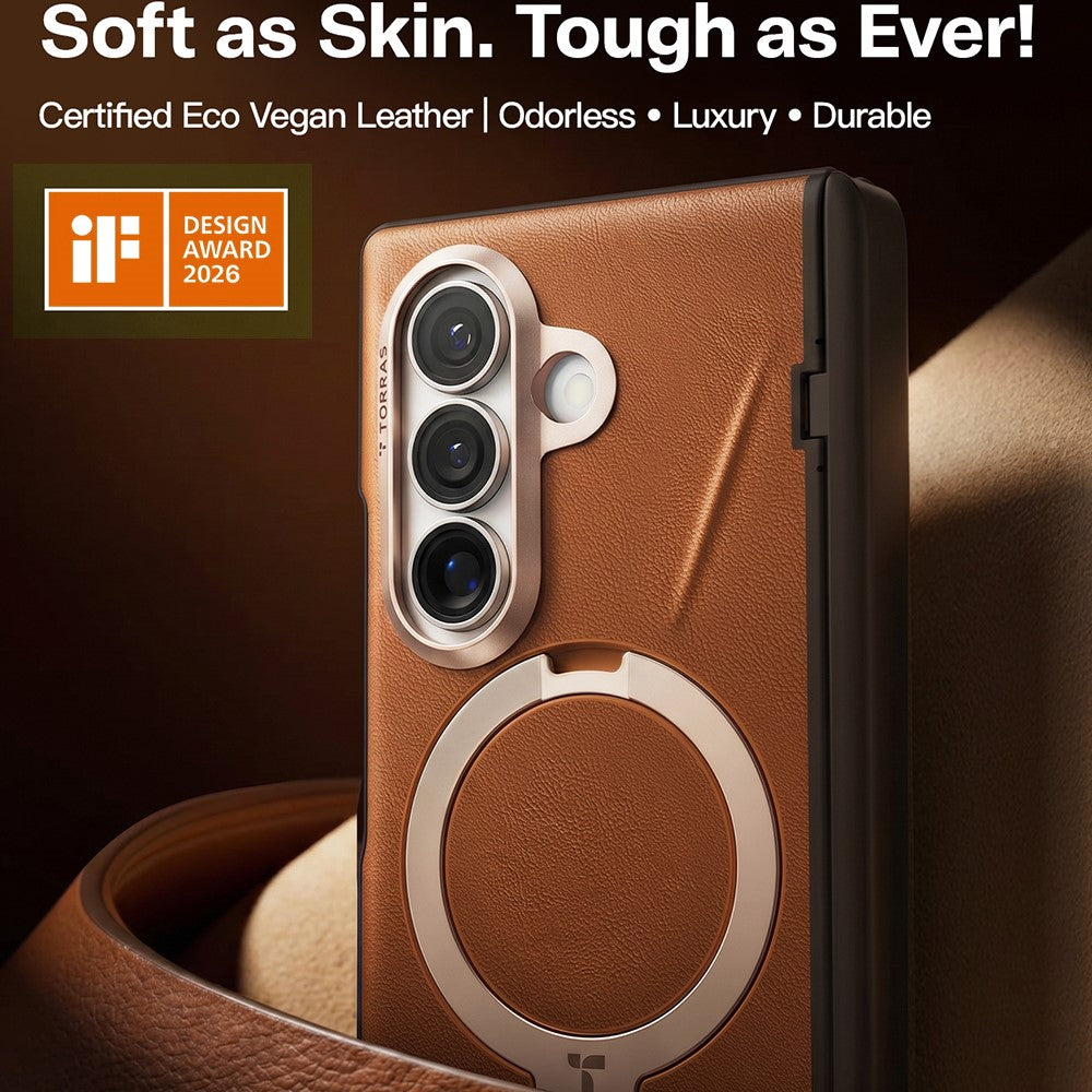 Custodia MagSafe per Samsung Galaxy Z Fold8 Ultra F976, Torras, QPRO Leather, Marrone