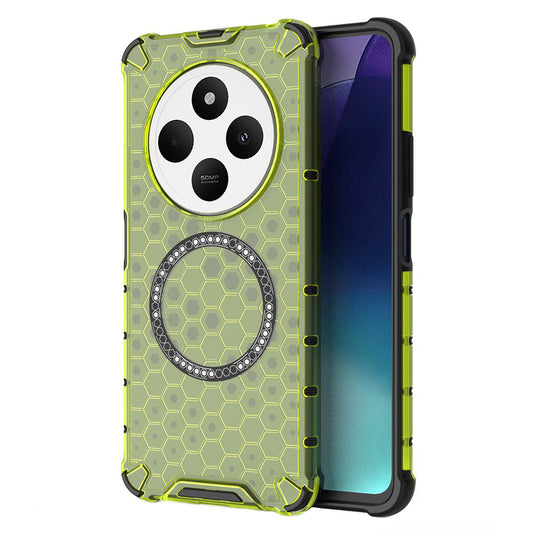 Custodia MagSafe per Xiaomi Poco C75 / Redmi 14C, Techsuit, HoneyComb Shield, Verde