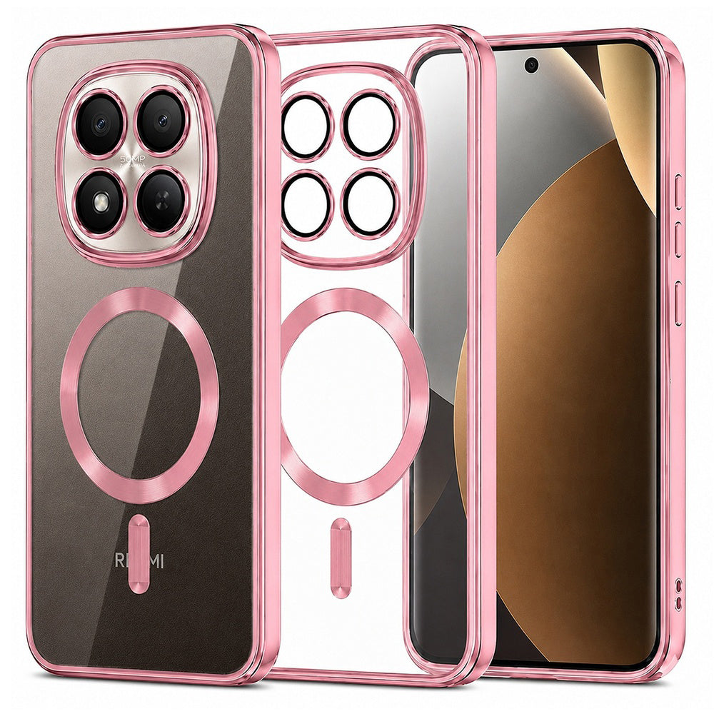 Custodia MagSafe per Xiaomi Poco M8 Pro / Redmi Note 15 Pro+ 5G, Techsuit, Luxury Crystal, Rosa