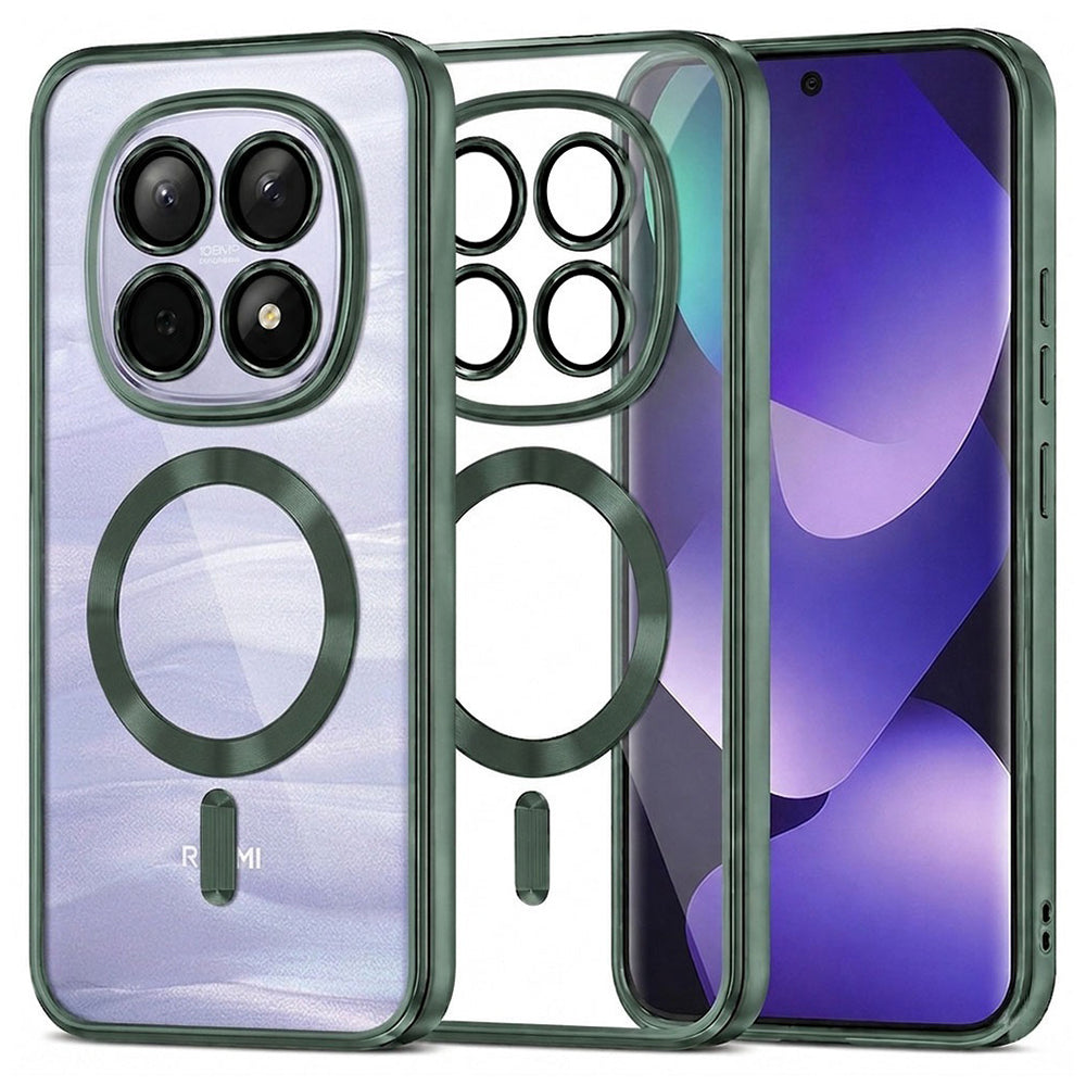 Custodia MagSafe per Xiaomi Poco M8 / Redmi Note 15 5G / Note 15 4G, Techsuit, Luxury Crystal, Verde Scuro