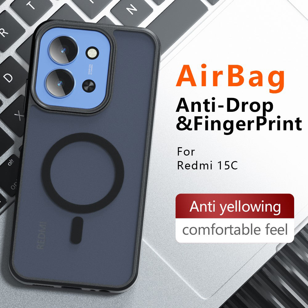 Custodia MagSafe per Xiaomi Redmi 15C 5G / 15C 4G, Techsuit, PureFrost, Nera Satinata