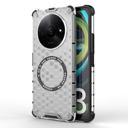 Custodia MagSafe per Xiaomi Redmi A3x / A3, Techsuit, HoneyComb Shield, Bianca