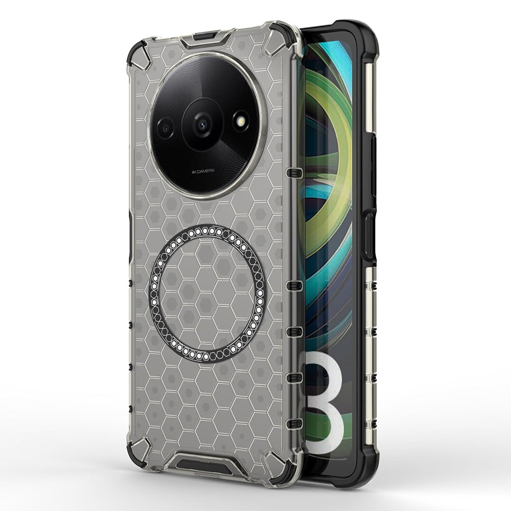 Custodia MagSafe per Xiaomi Redmi A3x / A3, Techsuit, HoneyComb Shield, Nera