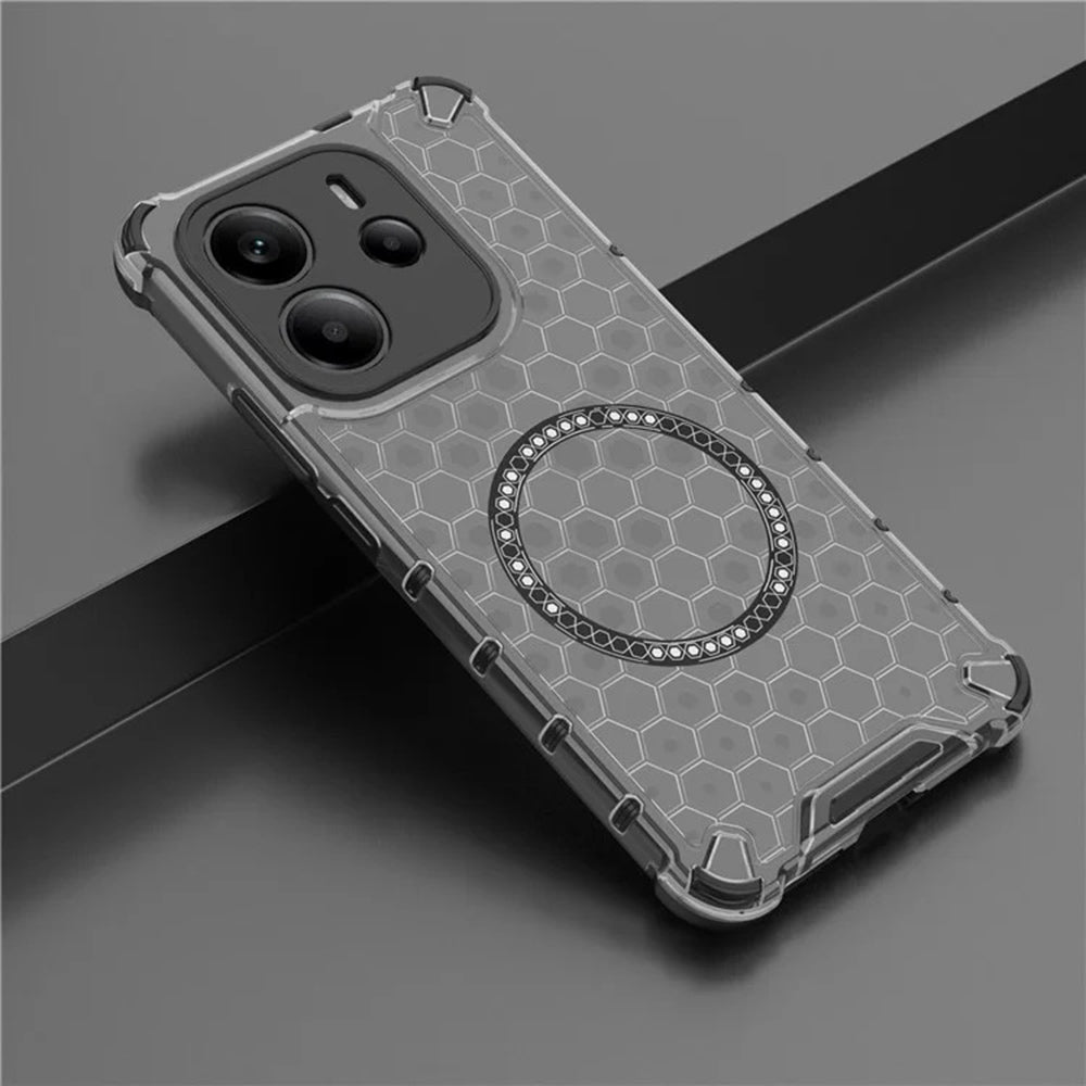 Custodia MagSafe per Xiaomi Redmi Note 14 4G (Regionale), Techsuit, HoneyComb Shield, Nera