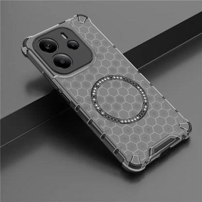 Custodia MagSafe per Xiaomi Redmi Note 14 4G (Regionale), Techsuit, HoneyComb Shield, Nera