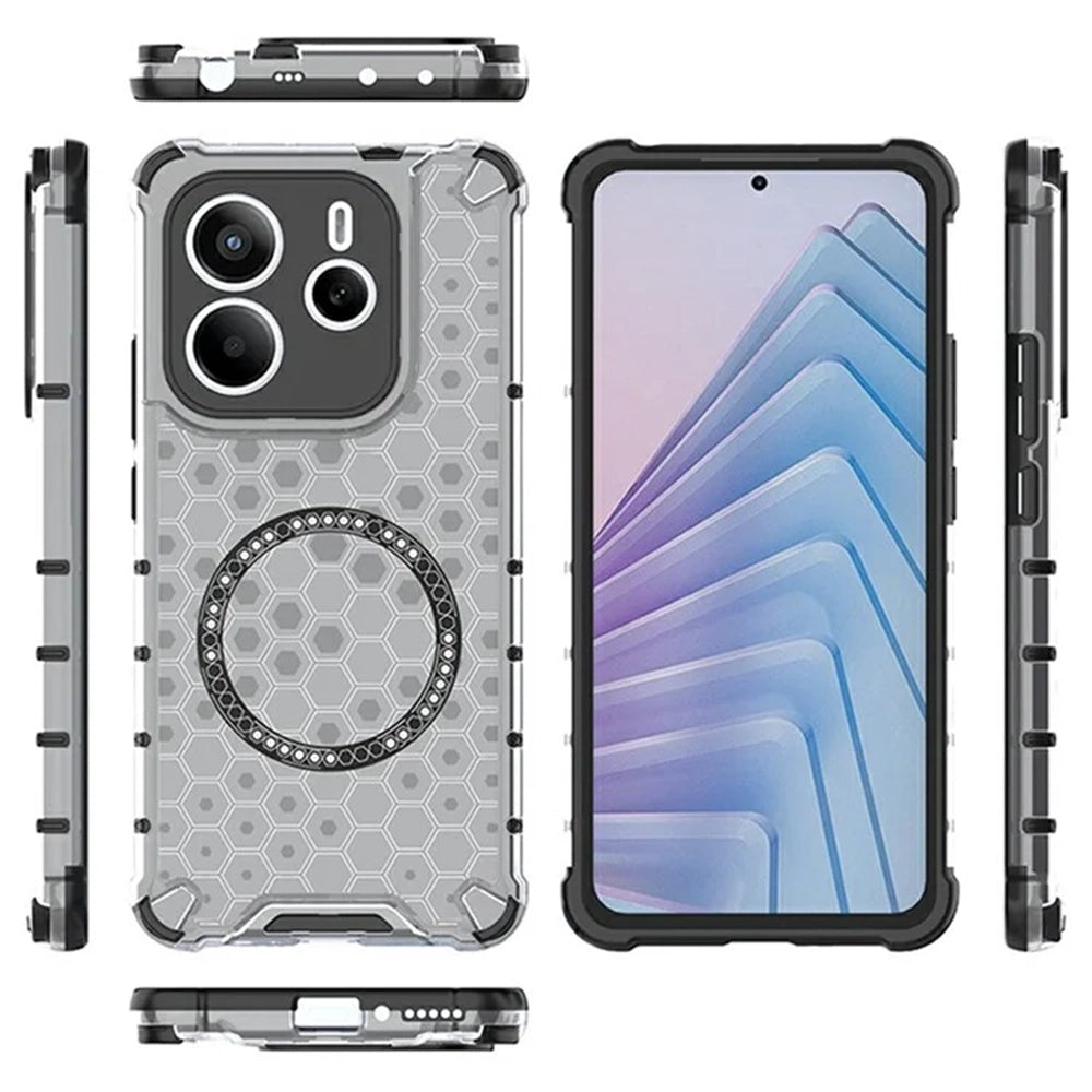 Custodia MagSafe per Xiaomi Redmi Note 14 5G, Techsuit, HoneyComb Shield, Nera