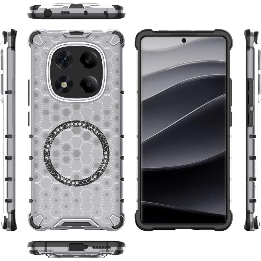 Custodia MagSafe per Xiaomi Redmi Note 14 Pro+ 5G, Techsuit, HoneyComb Shield, Bianca