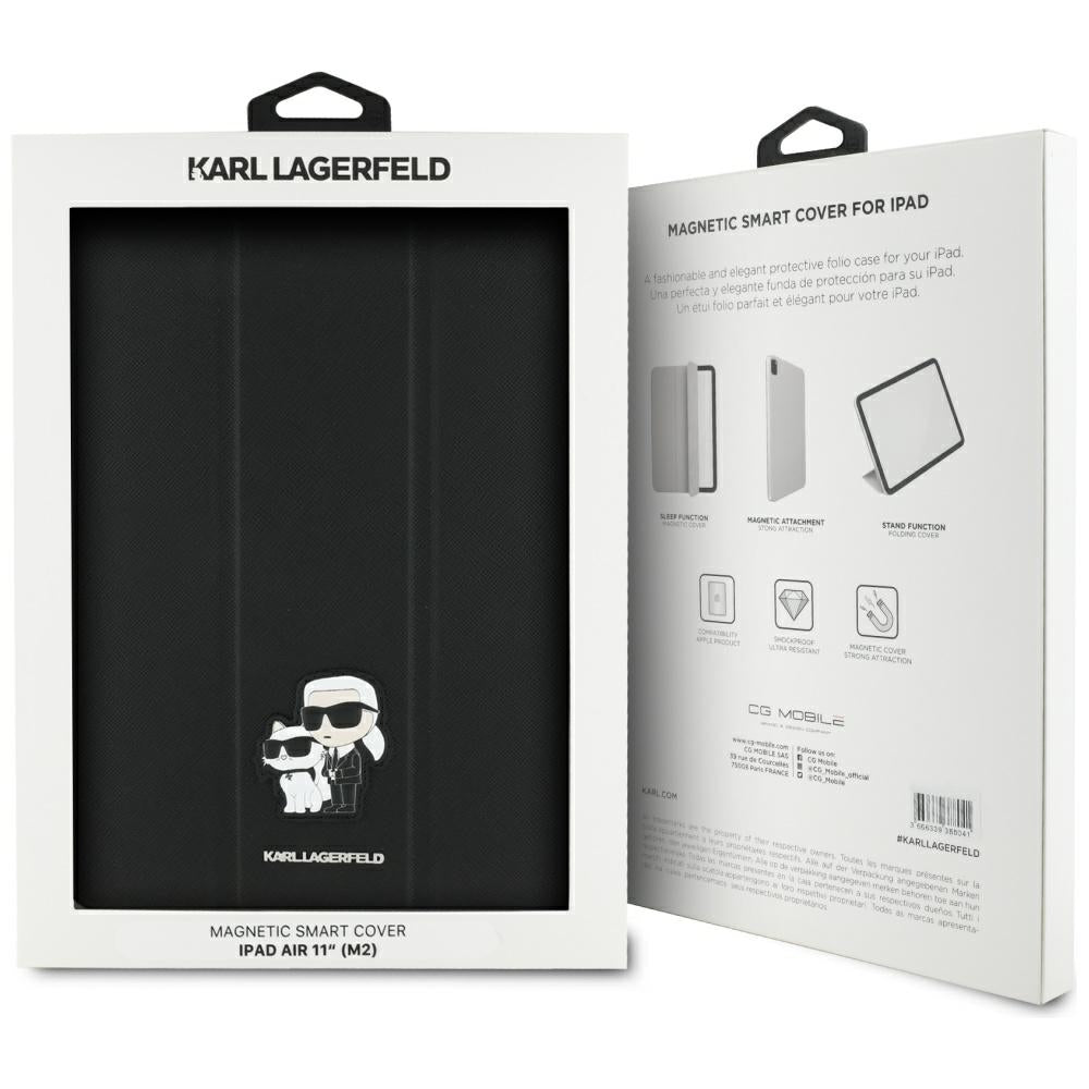 Custodia per Apple iPad Air 11 (2025) / Air 11 (2024), Karl Lagerfeld, Saffiano Karl & Choupette, Nera